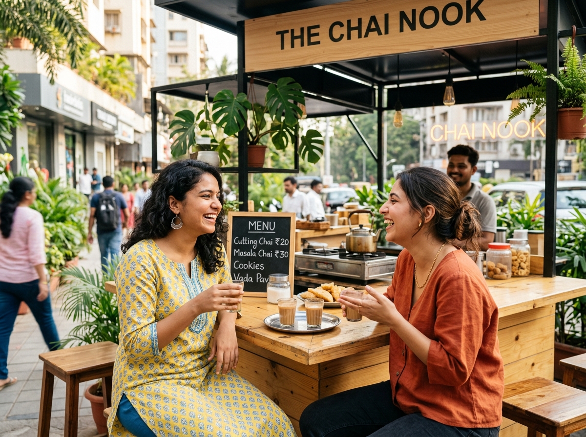 Two neighbors chatting over cutting chai