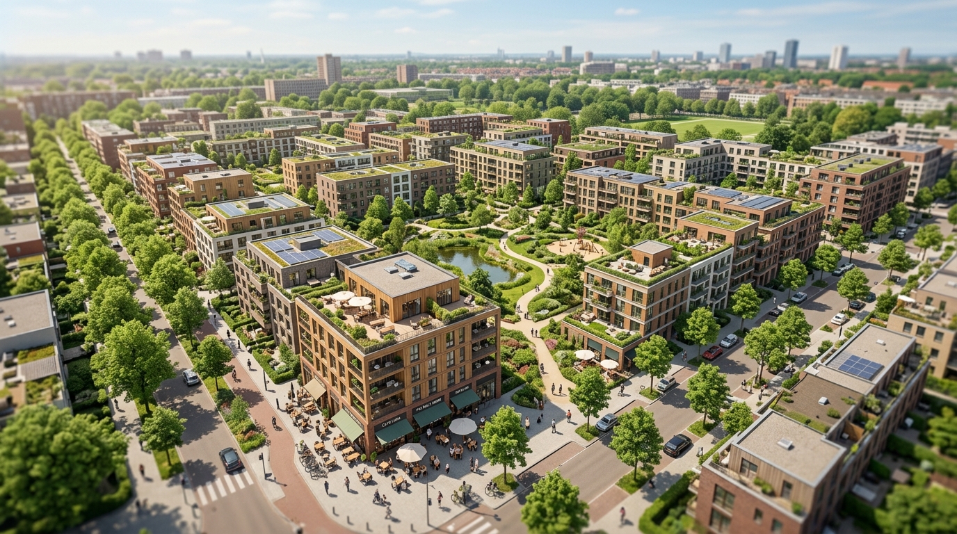 Walkable neighborhood aerial map